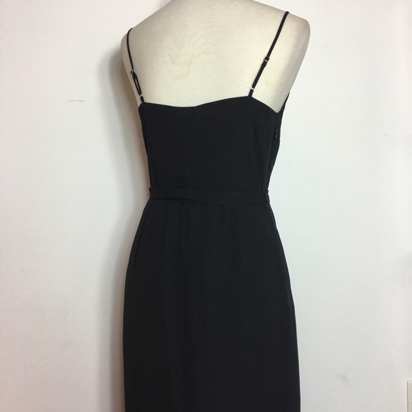 J.crew Ruffle Drapey Faux Wrap Black Dress - Picture 5 of 6